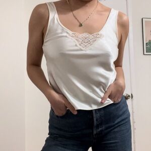 Vintage Silky Cami with Lace Detail || Size 4-6